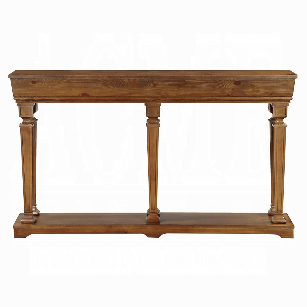 60" Brown Solid Wood Floor Shelf Console Table