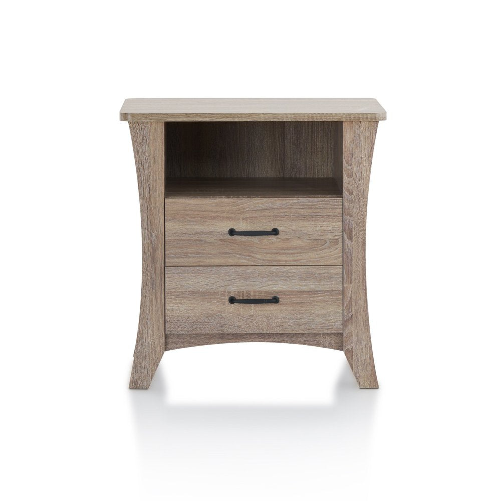 25" White Wood Two Drawer Nightstand