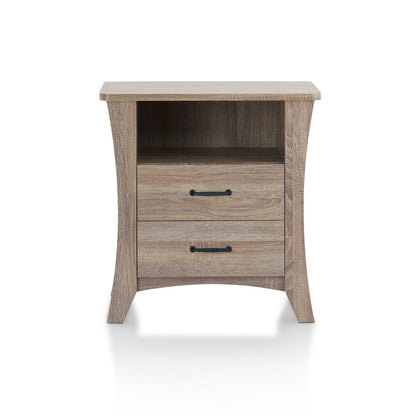 25" White Wood Two Drawer Nightstand