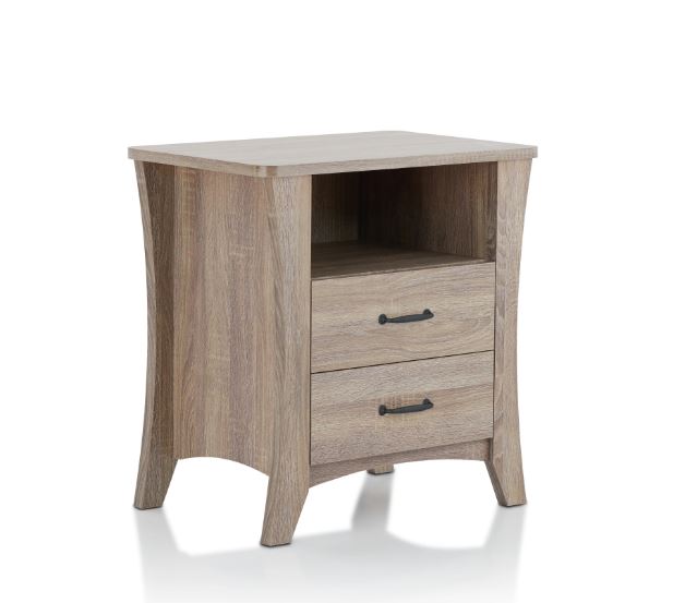 25" White Two Drawers Nightstand