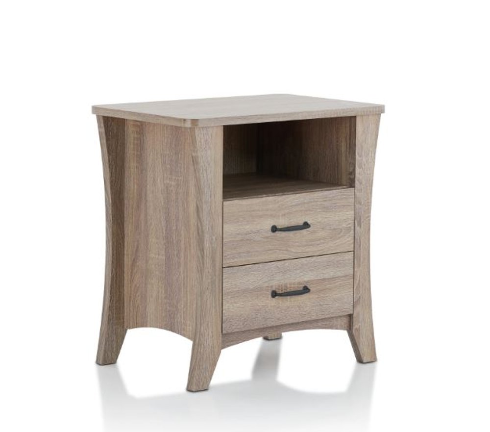 25" White Wood Two Drawer Nightstand