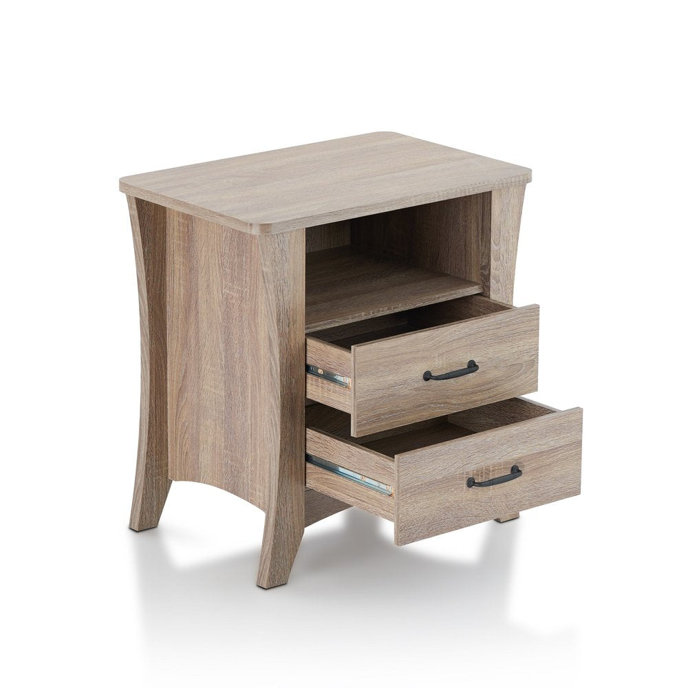 25" White Wood Two Drawer Nightstand