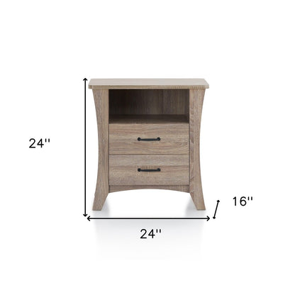 25" White Wood Two Drawer Nightstand