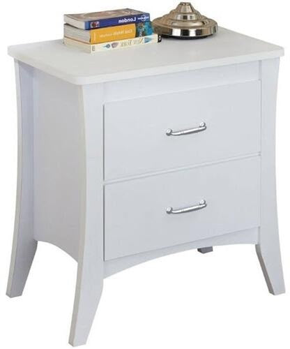 25" White Wood Two Drawer Nightstand