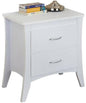 25" White Wood Two Drawer Nightstand