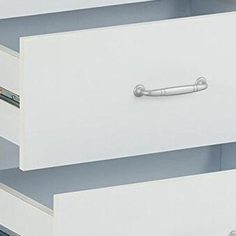 25" White Wood Two Drawer Nightstand