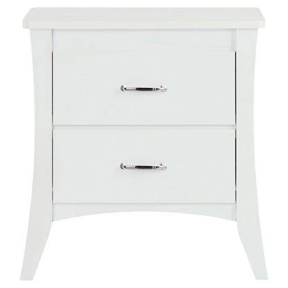 25" White Wood Two Drawer Nightstand