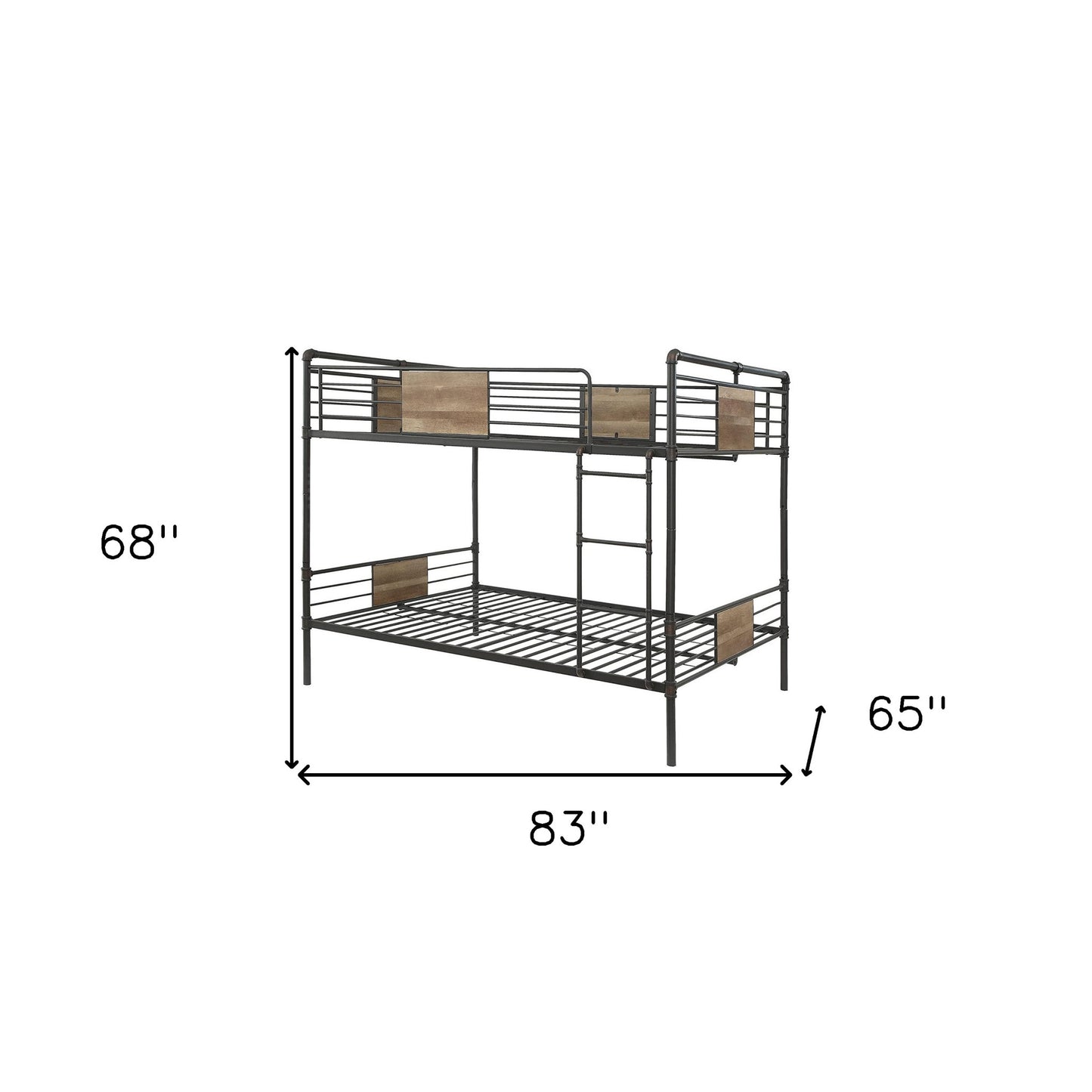 Dark Brown Full Industrial Metal Bunk Bed