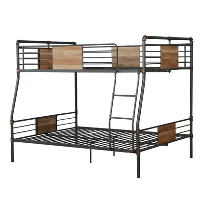 Dark Brown Full Industrial Metal Bunk Bed