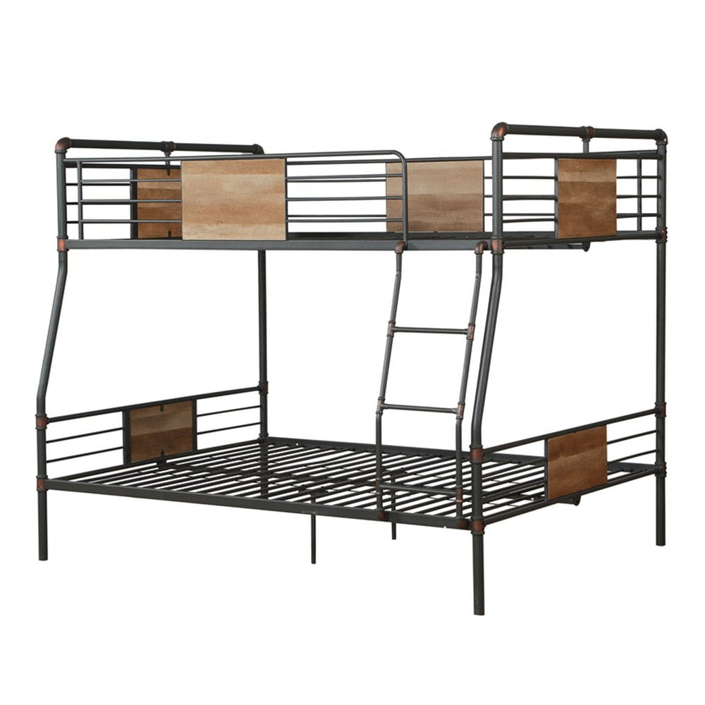 Black And Sand Full XL Over Queen Metal Bunk Bed