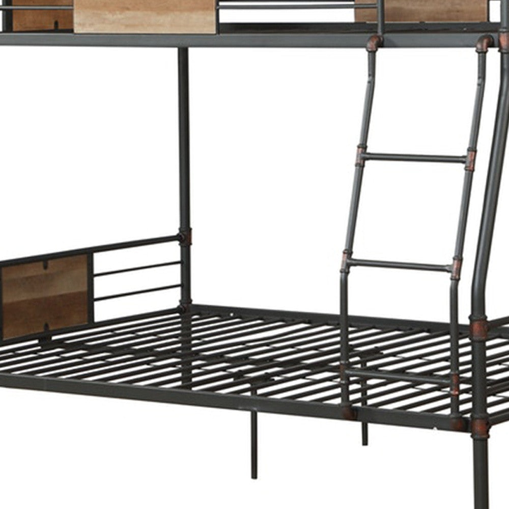 Dark Brown Full Industrial Metal Bunk Bed