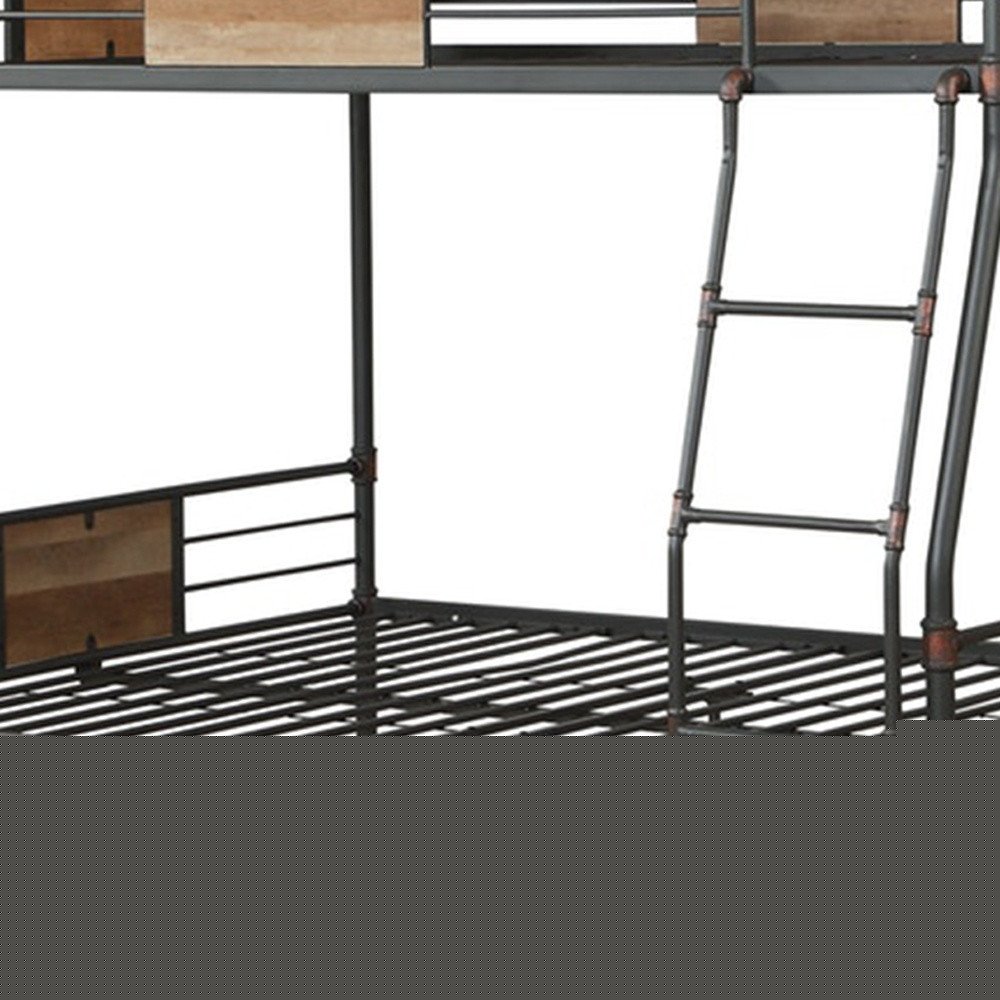 Black And Sand Full XL Over Queen Metal Bunk Bed