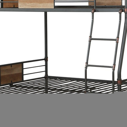 Black And Sand Full XL Over Queen Metal Bunk Bed
