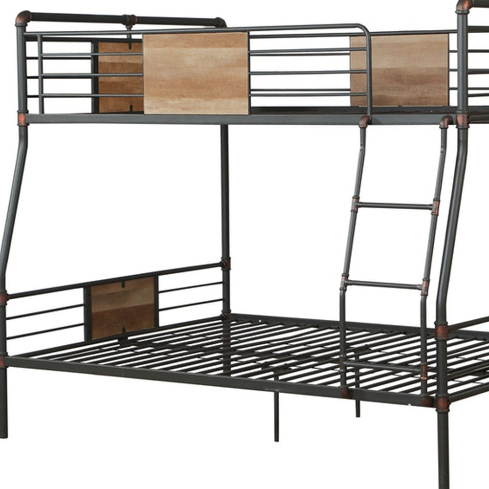 Dark Brown Full Industrial Metal Bunk Bed