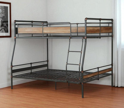 Black And Sand Full XL Over Queen Metal Bunk Bed