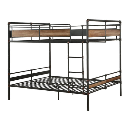 83" X 65" X 68" Sandy Black  Dark Bronze Handbrushed Queen Over Queen Bunk Bed