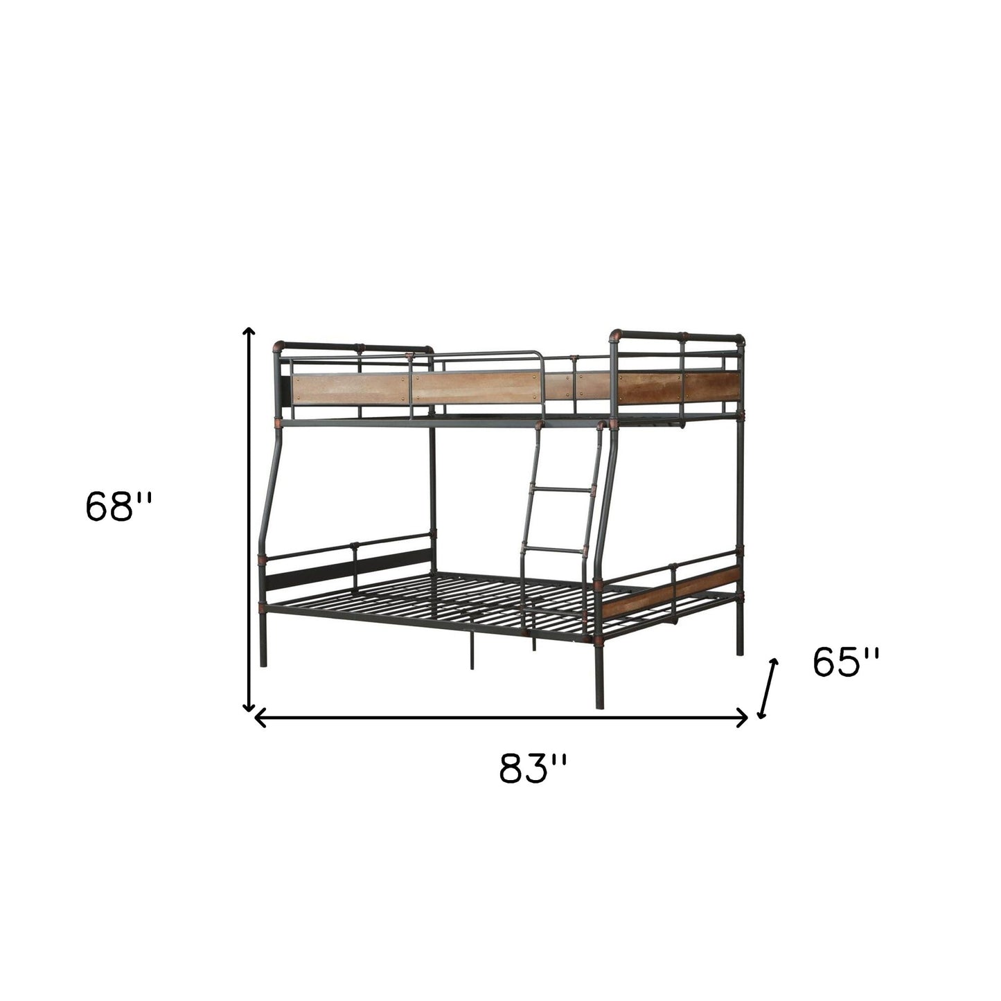 83" X 65" X 68" Sandy Black  Dark Bronze Handbrushed Queen Over Queen Bunk Bed