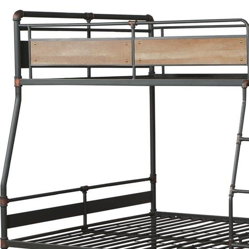 83" X 65" X 68" Sandy Black  Dark Bronze Handbrushed Queen Over Queen Bunk Bed