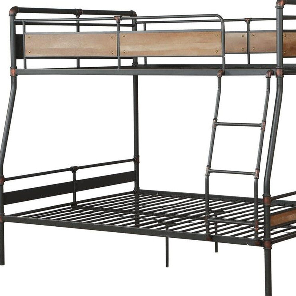 83" X 65" X 68" Sandy Black  Dark Bronze Handbrushed Queen Over Queen Bunk Bed