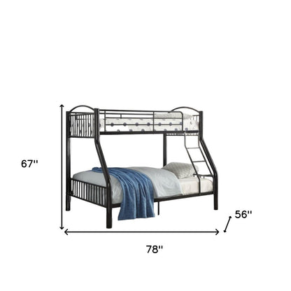 78" X 56" X 67" Silver Metal Twin Over Full  Bunk Bed