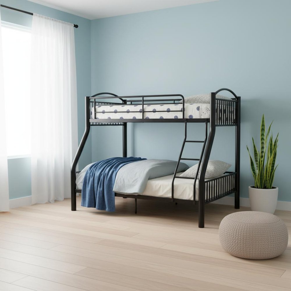 78" X 56" X 67" Silver Metal Twin Over Full  Bunk Bed