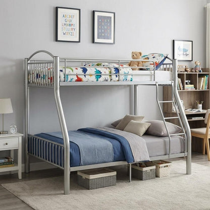 78" X 56" X 67" Silver Metal Twin Over Full  Bunk Bed