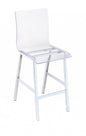 24" Clear and Silver Acrylic and Metal Counter Height Bar Chair