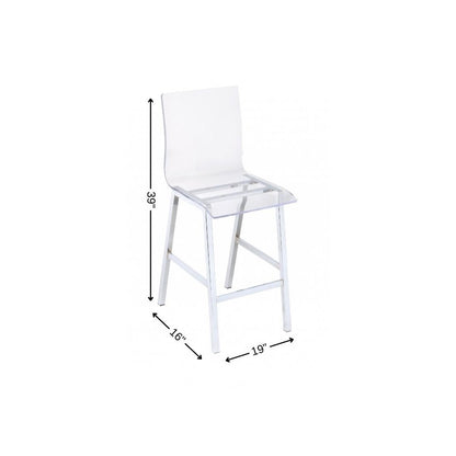 24" Clear and Silver Acrylic and Metal Counter Height Bar Chair