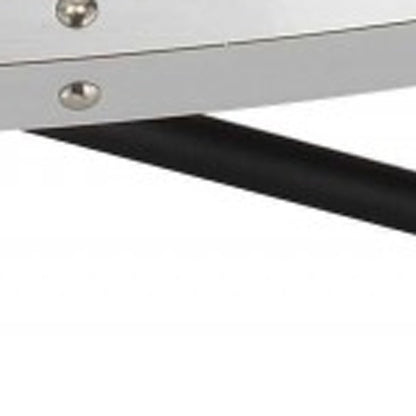 46" Natural and Black Wood And Iron Round Abstract Coffee Table