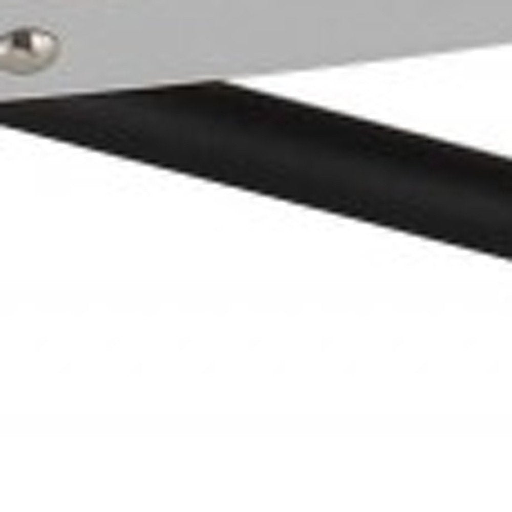 46" Natural and Black Wood And Iron Round Abstract Coffee Table