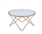 34" X 34" X 18" Frosted Glass Champagne Coffee Table