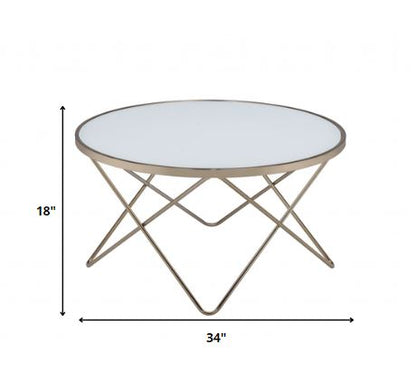 34" X 34" X 18" Frosted Glass Champagne Coffee Table