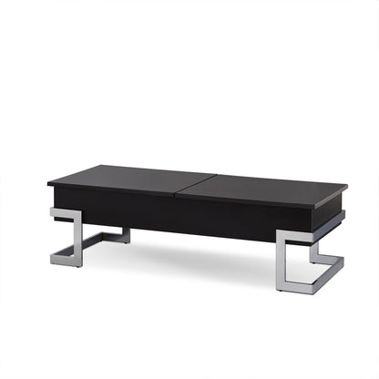 47" White and Silver Wood And Metal Lift Top Sled Coffee Table