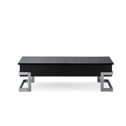 47" White and Silver Wood And Metal Lift Top Sled Coffee Table