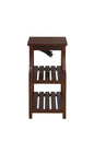 24" Brown Wood End Table With Two Shelves And USB Port
