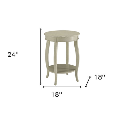 24" Teal Blue Solid Wood Round End Table With Shelf