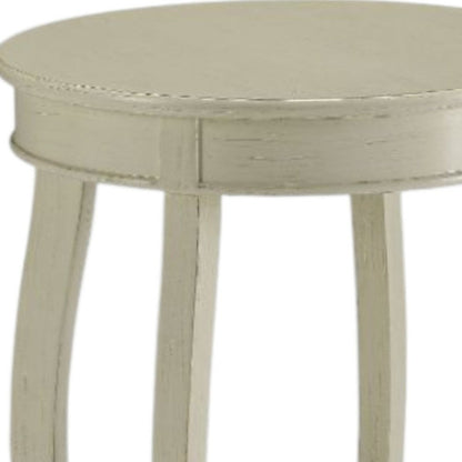 24" Red Wood Round End Table With Shelf