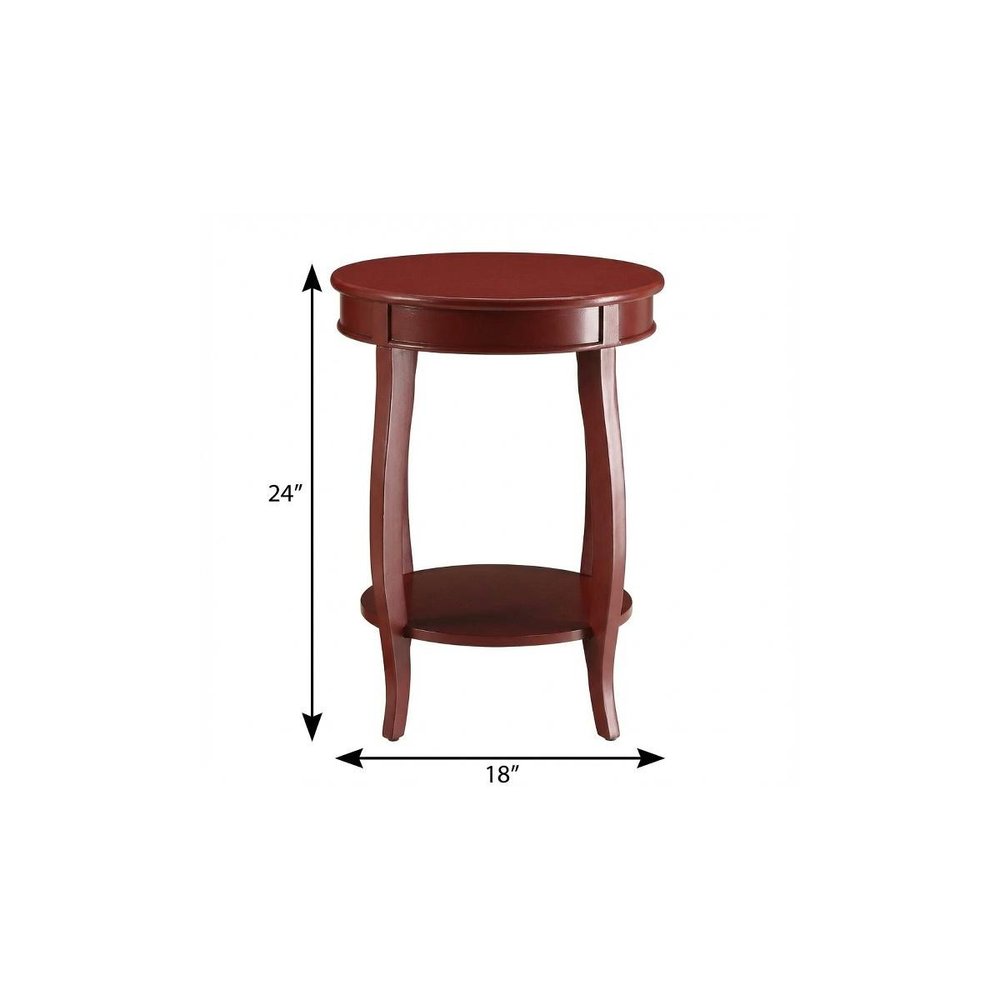 24" White Solid Wood Round End Table With Shelf