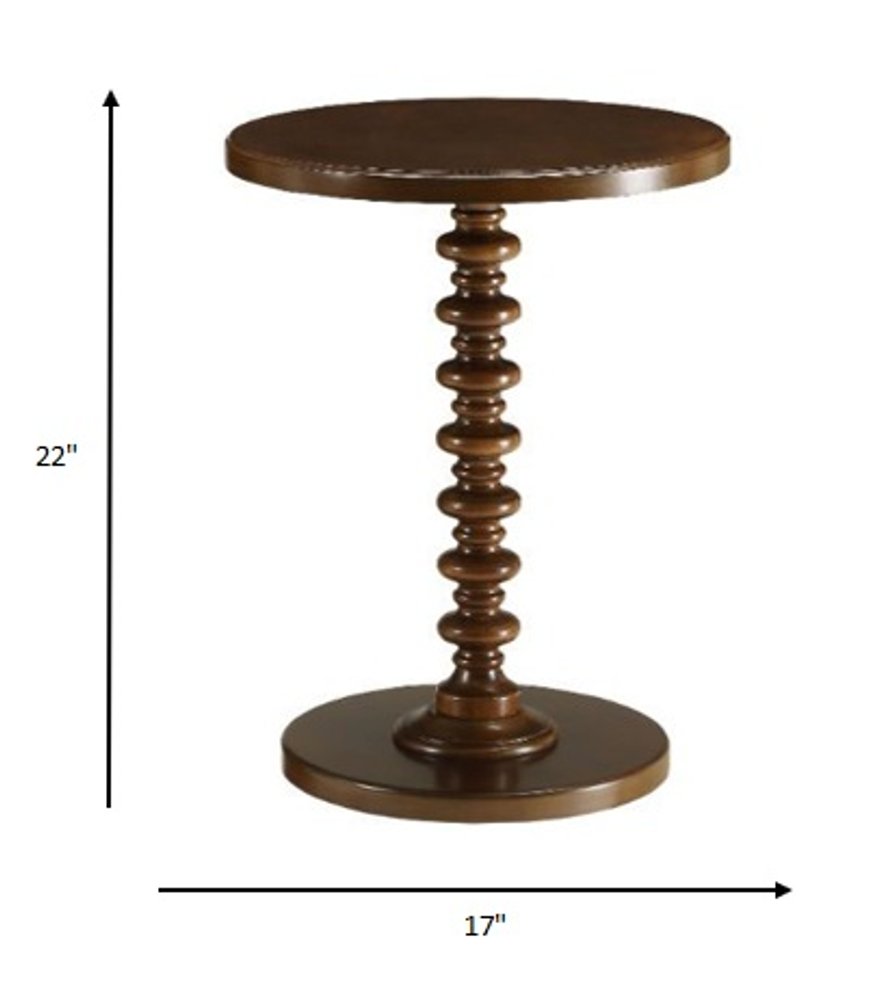 Fun Teal Wood Pedestal End Table