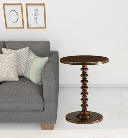 Fun Teal Wood Pedestal End Table