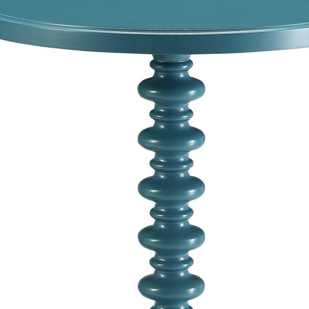 Fun Teal Wood Pedestal End Table