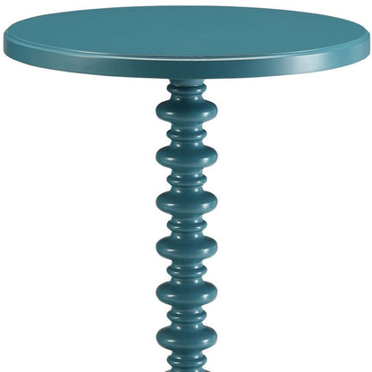 Fun Teal Wood Pedestal End Table