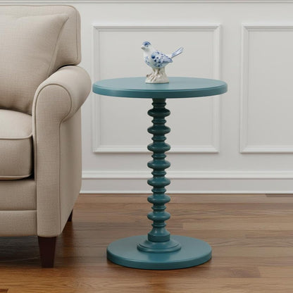 22" Brown Solid Wood Round Pedestal End Table