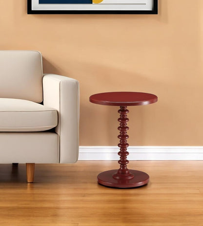 Fun Teal Wood Pedestal End Table