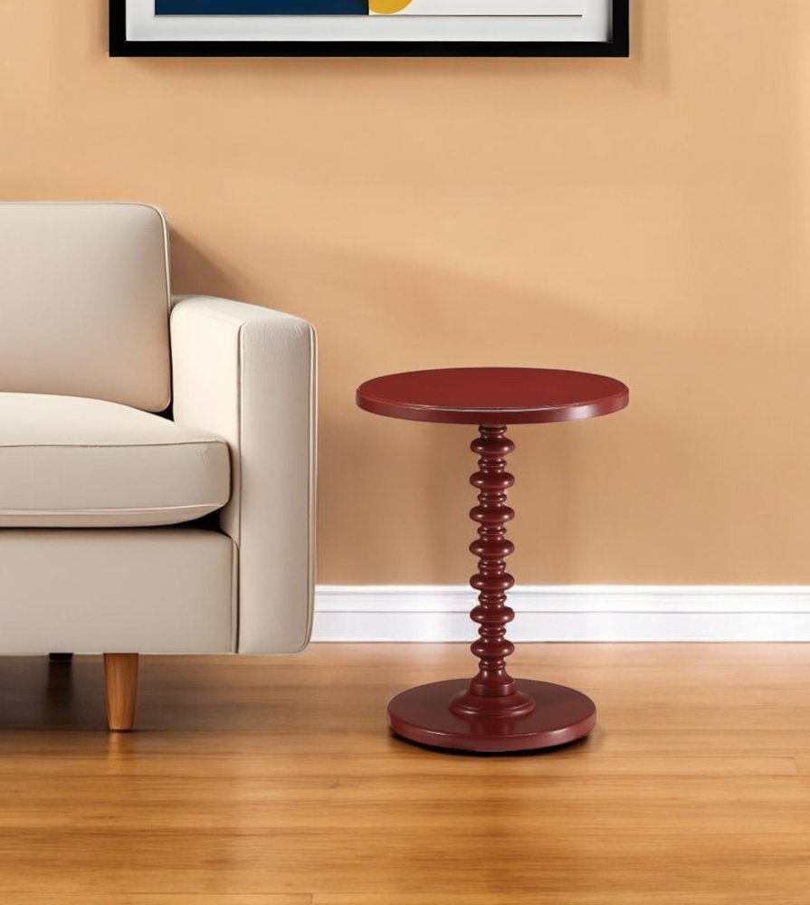 Fun Teal Wood Pedestal End Table