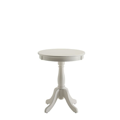22" White Wood Round Pedestal End Table