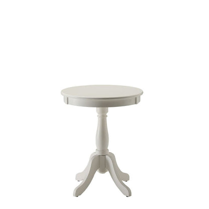 22" White Wood Round Pedestal End Table