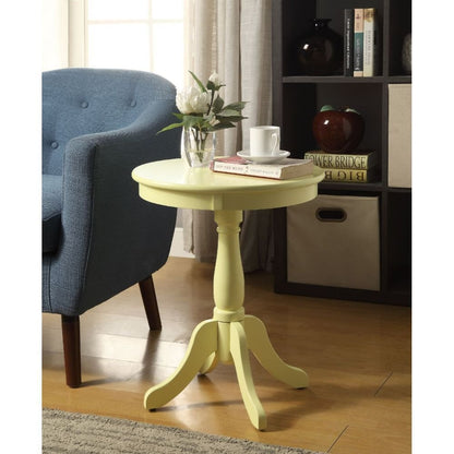 22" White Wood Round Pedestal End Table