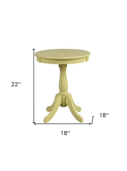 22" White Wood Round Pedestal End Table