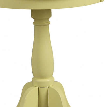 22" White Wood Round Pedestal End Table